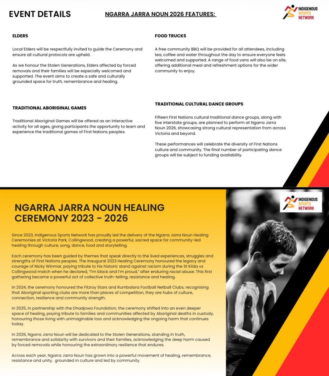This year’s Ngarra Jarra Noun - Healing Ceremony will be held on Sunday 19th April at Victoria Park Collingwood and will be a special tribute to the Stolen Generation families and communities in partnership with Grandmothers against Removals GMAR Victoria. 

We are seeking