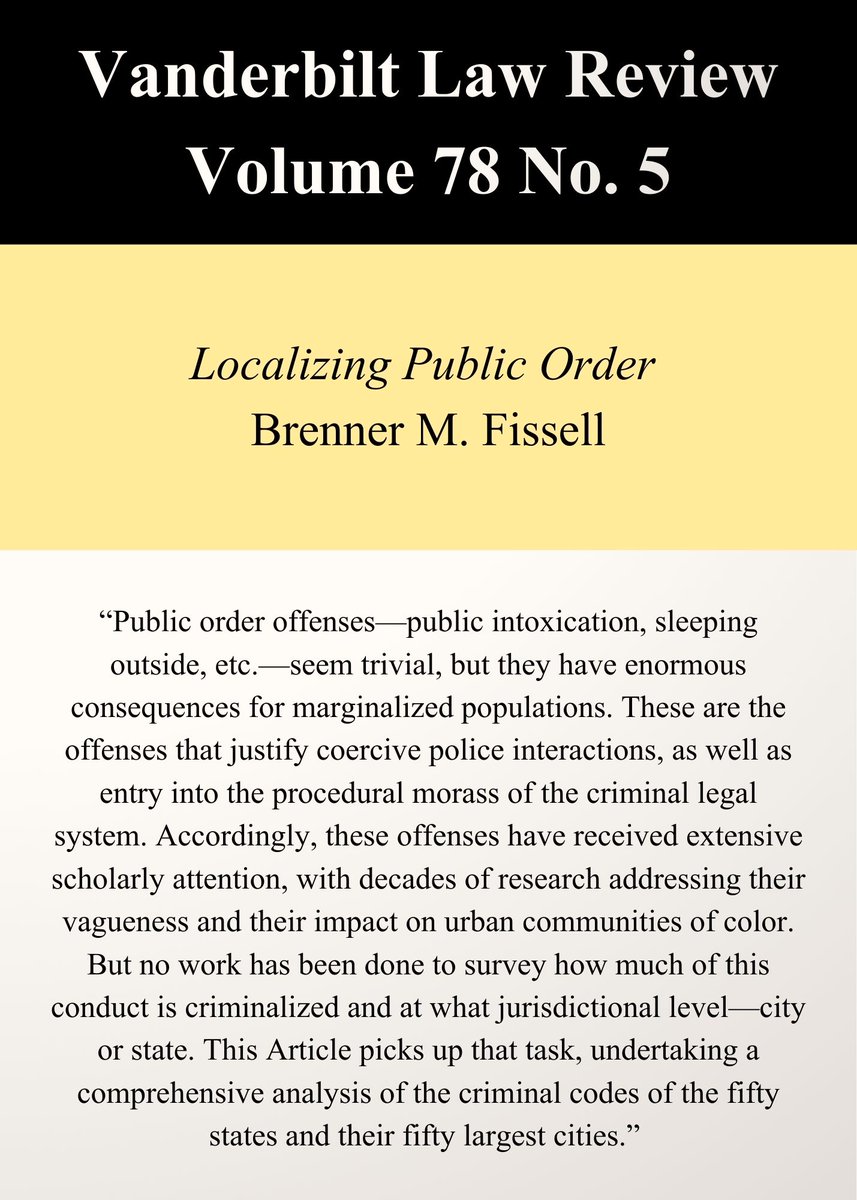 VandLRev's tweet photo. Professor Brenner M. Fissell's article "Localizing Public Order" is now available at https://t.co/SngrPXdyIh https://t.co/3AdOGX0TnH