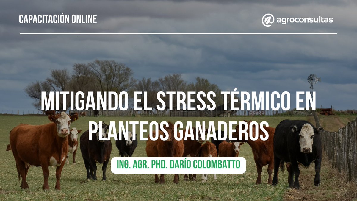 Información práctica y actualizada para tomar mejores decisiones 🌾🚀

🙋‍♂️A cargo del Ing. Agr. PhD. Darío Colombatto
🐄 Elementos prácticos para mitigar el efecto de estrés por altas temperaturas en bovinos, en especial en producción a corral o feedlot

👉🏻 agroconsultas.online/2MhVLo