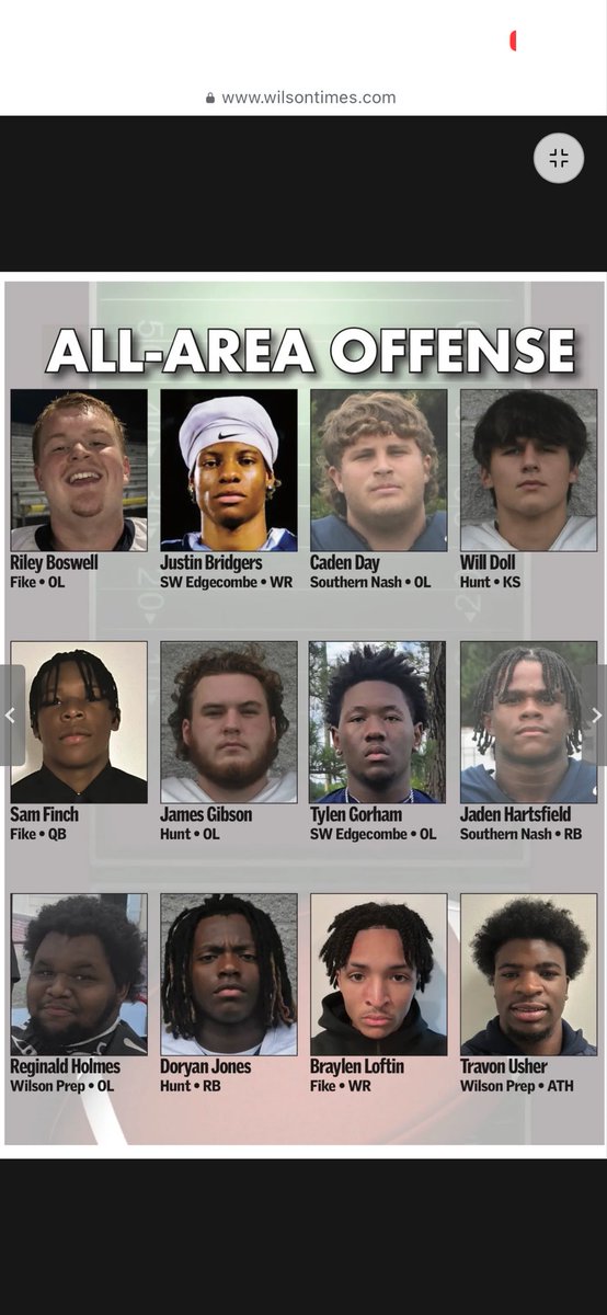 Very Blessed to make All-Area Offense sophomore year!!!✅ <a href="/CoachDougMartin/">Doug Martin</a> <a href="/CoachRidings/">Mike Ridings</a> <a href="/Dyrell_Roberts/">Dyrell Roberts Sr.</a> <a href="/CoachRidings/">Mike Ridings</a> <a href="/_DJDaniels/">DJ Daniels</a>
