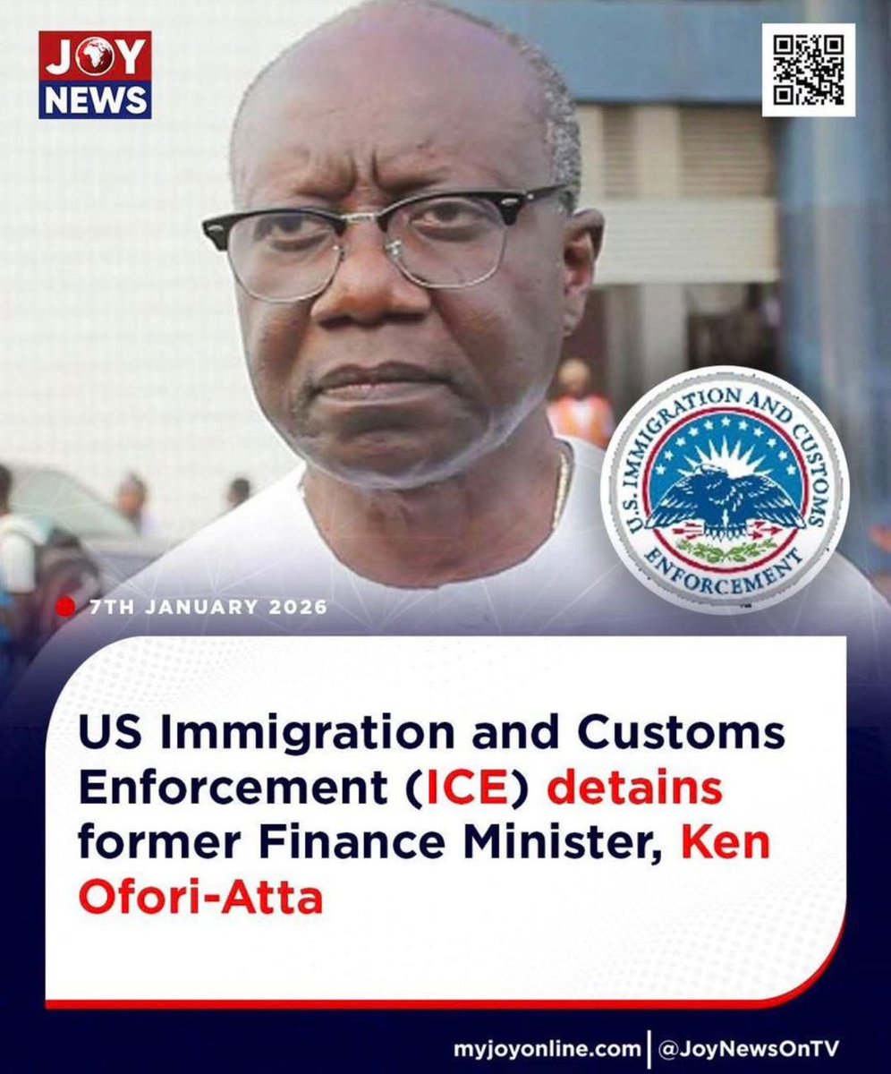 MacJordaN's tweet image. Just in:  US Immigration and Customs Enforcement (ICE) detains former Finance Minister, Ken Ofori-Atta. 

More to come... 

#Ghana #ICE #Detention
