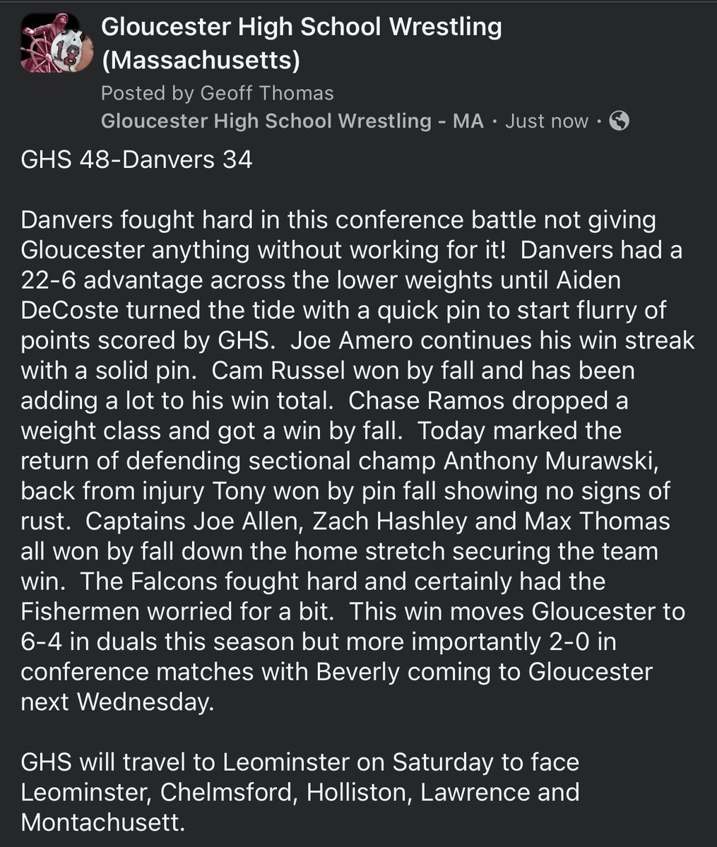Gloucester HS (MA) Fishermen Wrestling tweet media