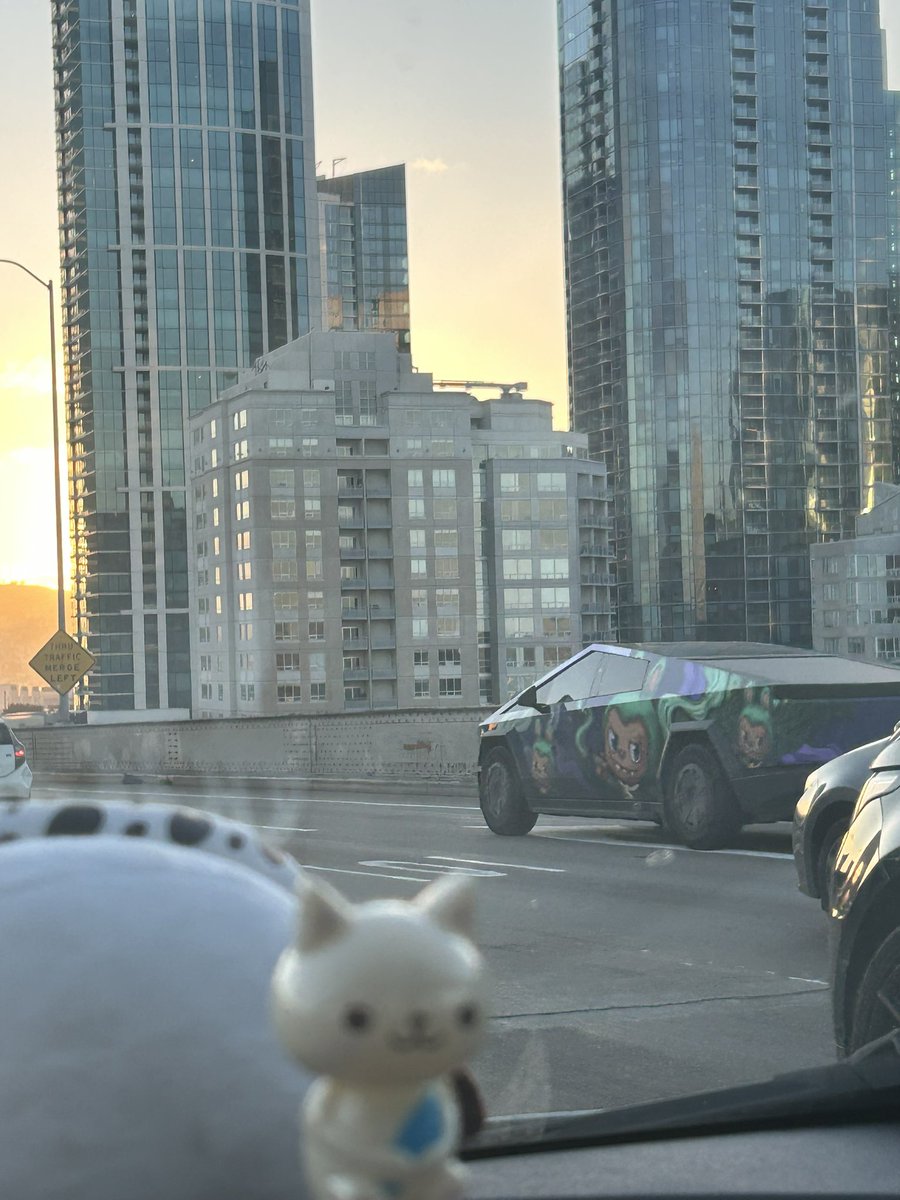 blunt smoking labubu cybertruck at golden hour