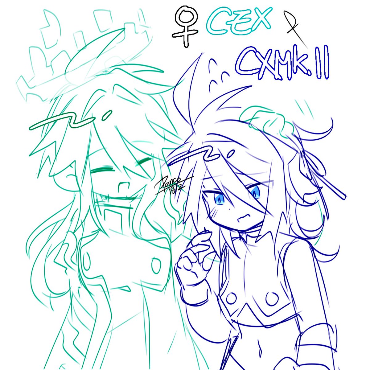 Panco_1812's tweet image. Instead of actually fighting Harpuia like I promised I ended up doodling Bliss CopyOmega plus the whole gang