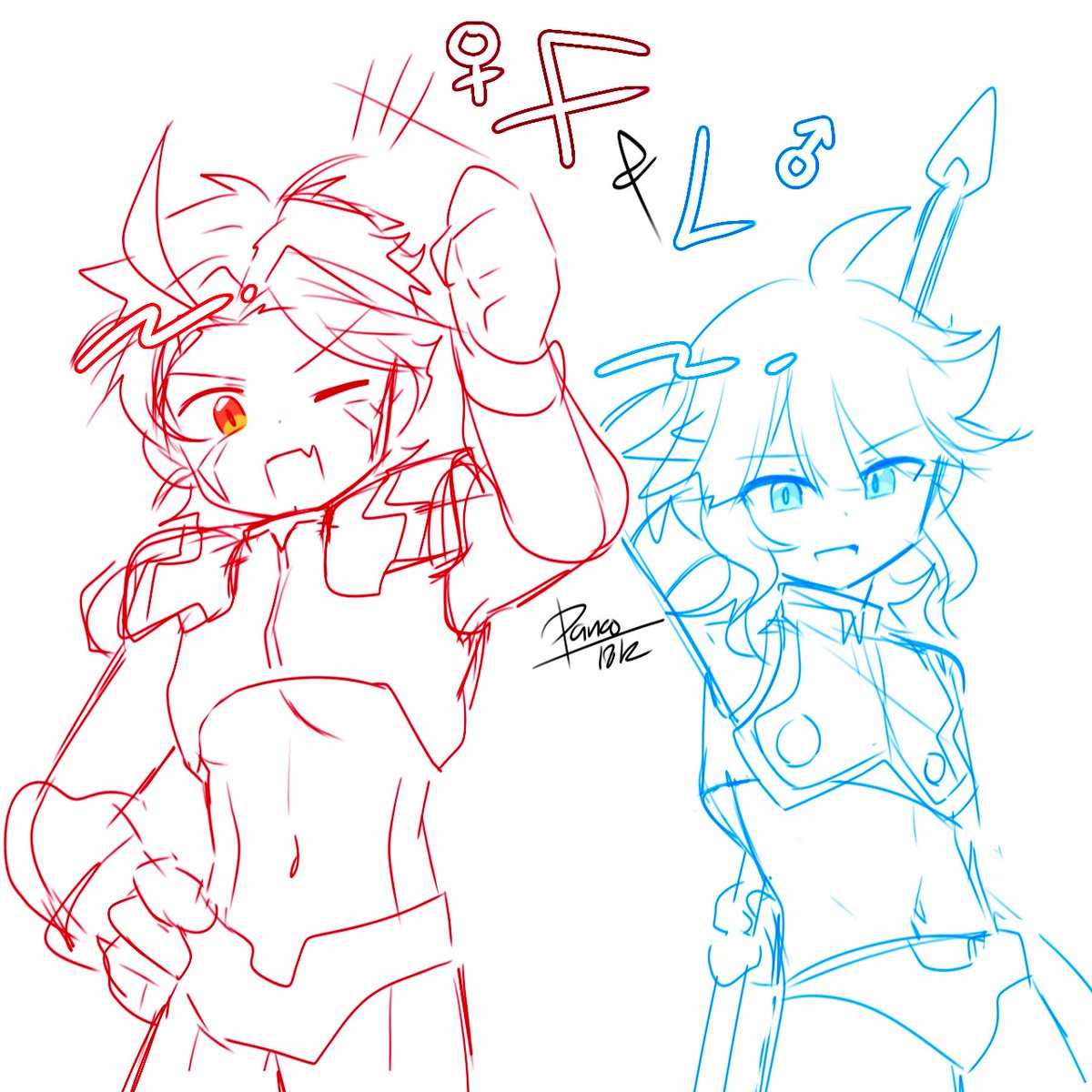 Panco_1812's tweet image. Instead of actually fighting Harpuia like I promised I ended up doodling Bliss CopyOmega plus the whole gang