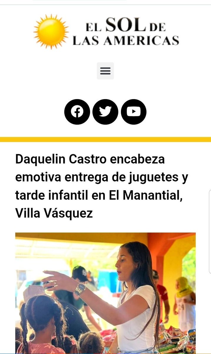 Daquelin Castro encabeza emotiva entrega de juguetes y tarde infantil en El Manantial, Villa Vásquez elsoldelasamericas.com.do/daquelin-castr…

#DaquelinCastro #VillaVasquez #Montecristi #Solidaridad #DíadeReyes