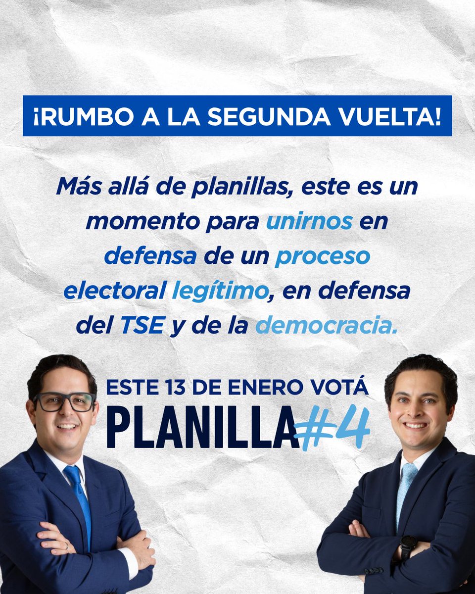 UxD_GT's tweet image. El martes 13, esta elección trasciende planillas.
El gremio jurídico decide si fortalecemos la institucionalidad y la democracia desde el origen.

🗳️ Segunda vuelta | Planilla 4
#UnidadxlaDemocracia #SegundaVuelta #TSE