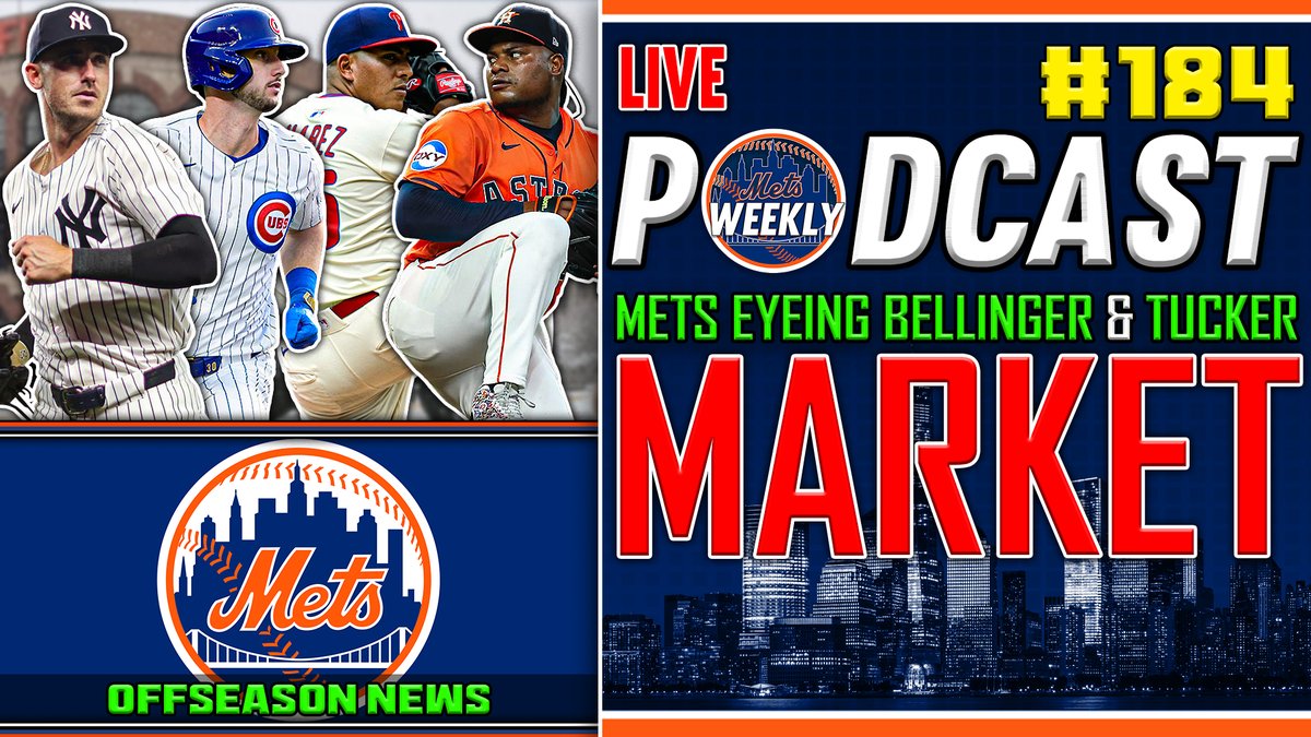 MetsWeeklyPod's tweet image. NEW EPISODE OF THE PODCAST IS NOW AVAILABLE ON ALL LISTENING PLATFORMS 🚨

Mets EYEING the Bellinger &amp;amp; Tucker Market + WIDE NET on Pitching | Mets Weekly Podcast #184

🎧 open.spotify.com/show/10FcmhJ5H…
📺 youtu.be/cGqwDNPI03c