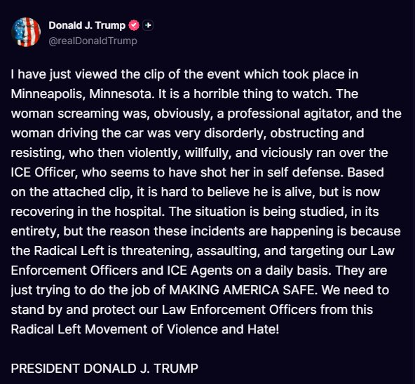 NowTheEndBegins's tweet image. Trump said that the ICE agent was hit, in the hospital and nearly killed by Renee Nicole Good. Oh, really? Here is that same officer AFTER shooting her in the face three times. Trump is LYING. Share this everywhere.