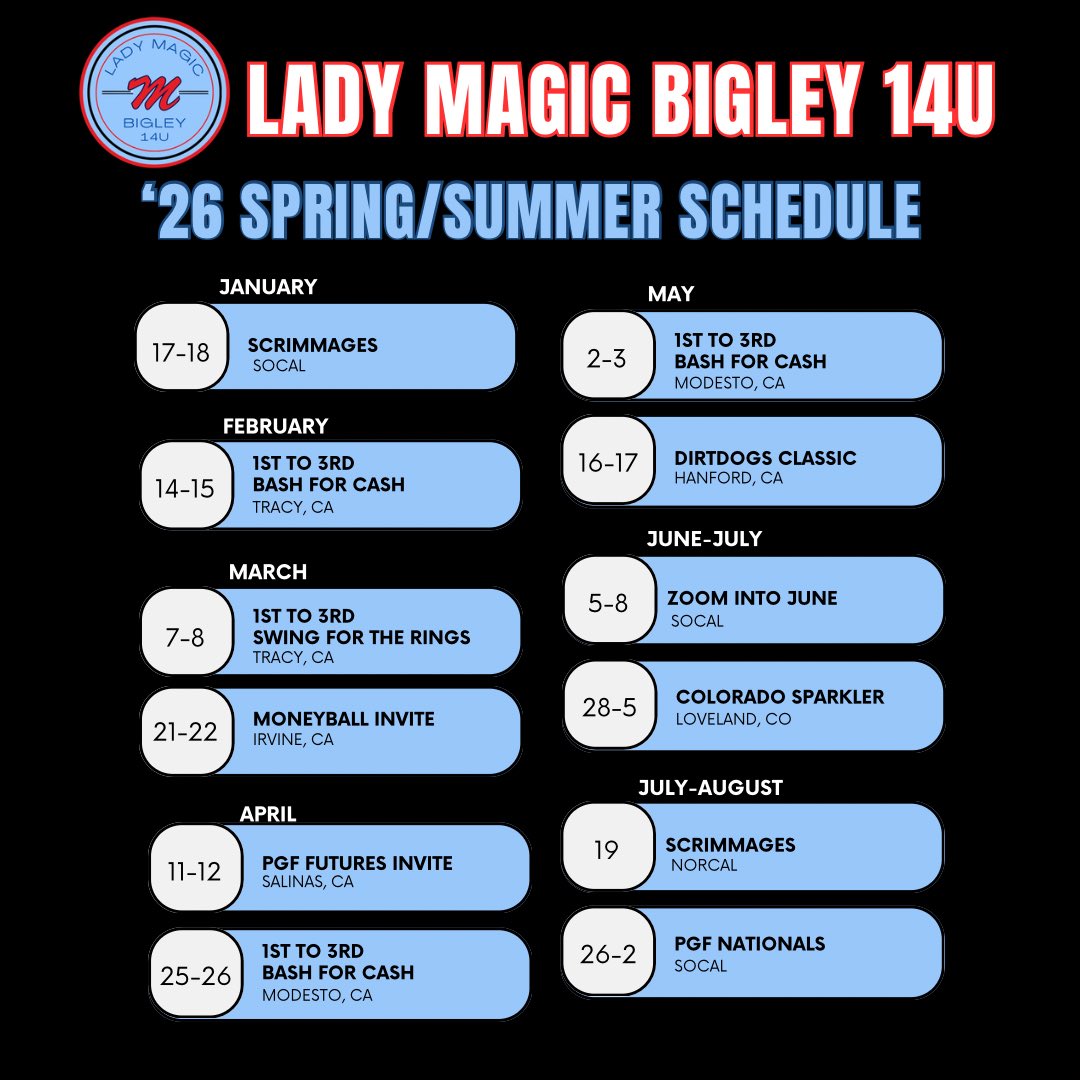 ladymagic2012's tweet photo. ‘26 Spring/Summer Schedule 🔥 https://t.co/F04WrFGo2s