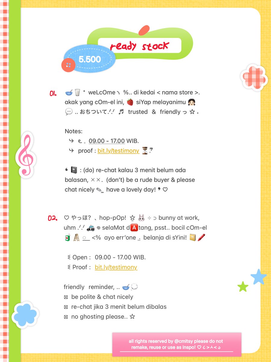 LOLYBUNS's tweet image. ⠀⠀⠀
Ი⑅𐑼  %  a  repost,  please ? .. 🍏♡
today’s  harvest:  。。✏️ 𓏮  ⎯⎯⎯
🎹 𓂃˚ ᩠ ᓚ  8  cute  core  wabis  bio
..   ノ 📮 mail  me  for  യ ˙🐰 claim

☆﹒ wording  ready stock  rs  👩🏻‍🌾
꩜﹒ check  the  alts  for  info  💬

⠀ ╰────────  t. #zonauang
⠀⠀