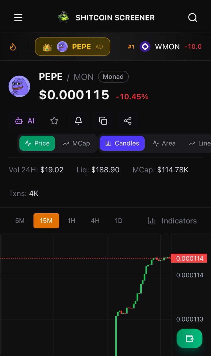 Shit is heating up!

King of $MON shitcoins 👑

Bullish on $SCREENER 🙌🏽🐸💜