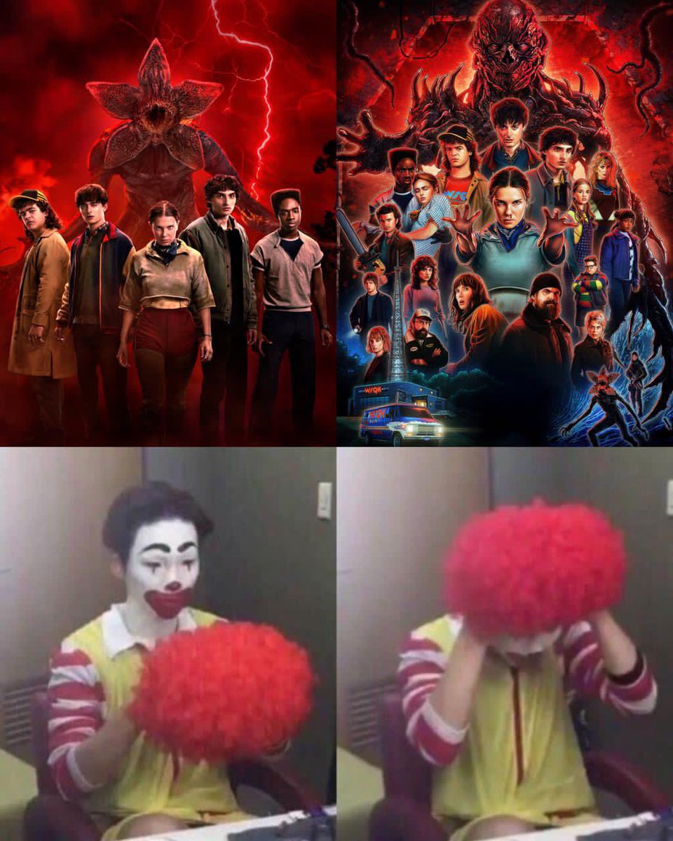 kiindnesss's tweet photo. US RIGHT NOW WAITING FOR THE EPISODE 9: 🤡🤡🤡🤡
Stranger things I’m coming for you. 

#conformitygate https://t.co/N5ZcSyTQoD