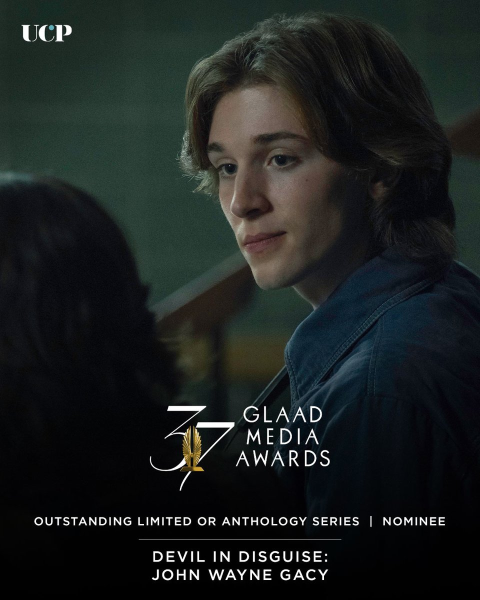 UCP's tweet image. 🌈 A big congratulations to the team behind #DevilinDisguise: John Wayne Gacy on their #GLAADAward nomination for Outstanding Limited or Anthology Series! 👏 #FYC #FYCNBCU