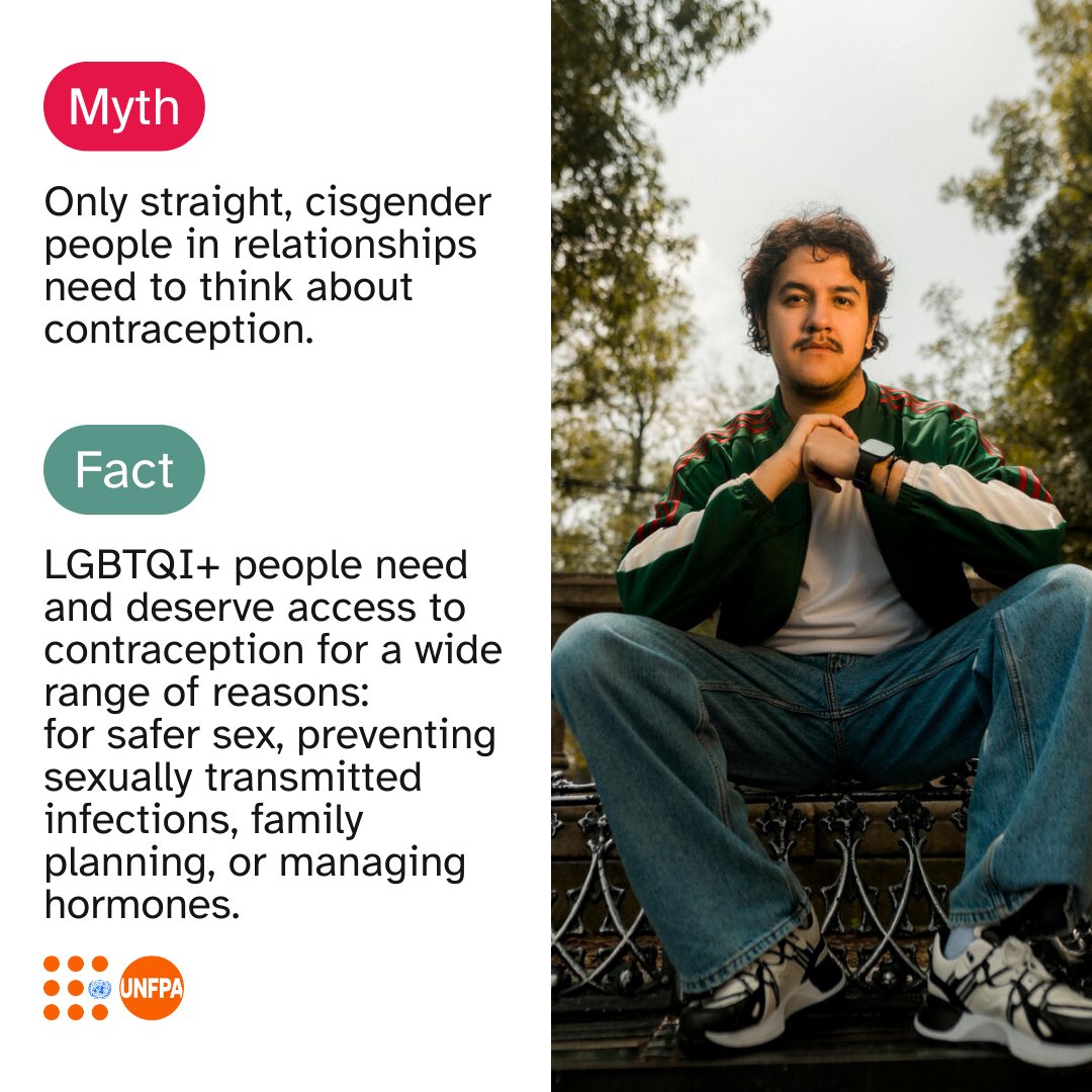 When discussing contraception, whose needs do you think are often overlooked?

For LGBTQIA+ people, access is vital for health, bodily autonomy, and building their desired future.

Join <a href="/UNFPA/">UNFPA</a> in championing equal rights for everyone, everywhere 🙌.