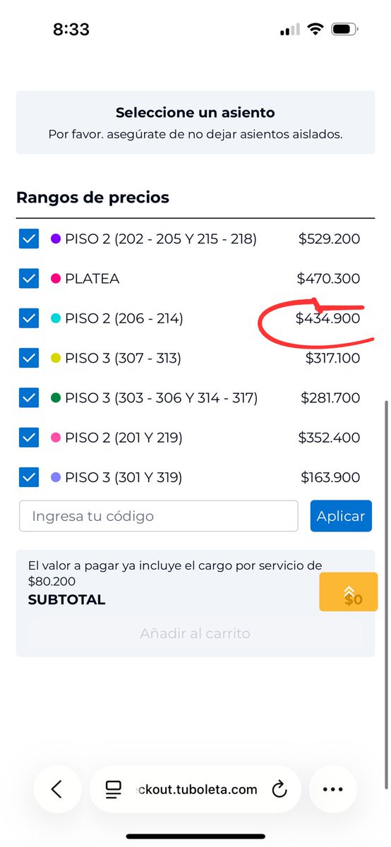 Hola muchachos alguien interesad@ en comprar una boleta para AVENGED SEVENFOLD Sector 206 Fila B Silla 69
$400.000 (precio etapa 1)?
Info por inbox
