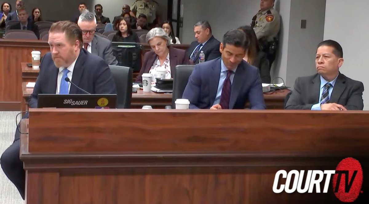 johnkurc's tweet image. OMFG. One of the lawyers defending a police officer that is on trial for child endangerment during the Robb Elementary School mass shooting, has a gun manufacturer sticker on his laptop! GODDAMN!