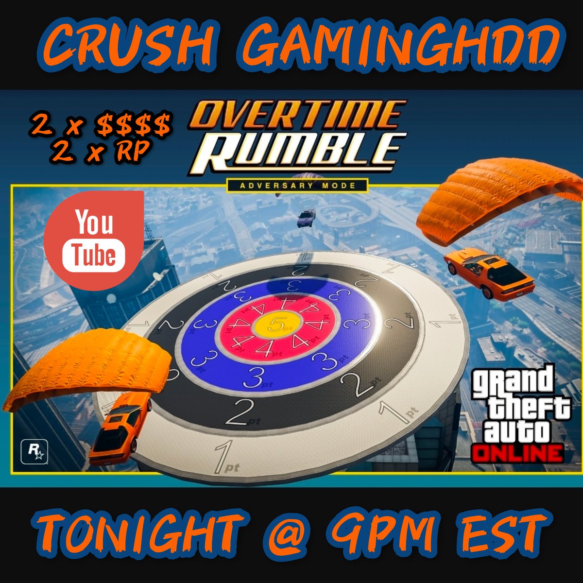 Come join us to make some 💲MONEY💲 on the  LIVE. Its 👉OVERTIME RUMBLE👈 which is paying  2 x 💲 &amp; 2 x RP. 

Just a reminder VIP MEMBERSHIPS will be starting tonight or tomorrow on the channel. Waiting on YOUTUBE approval. 

Come chech us out tonight:
youtube.com/@crushgaminghd…