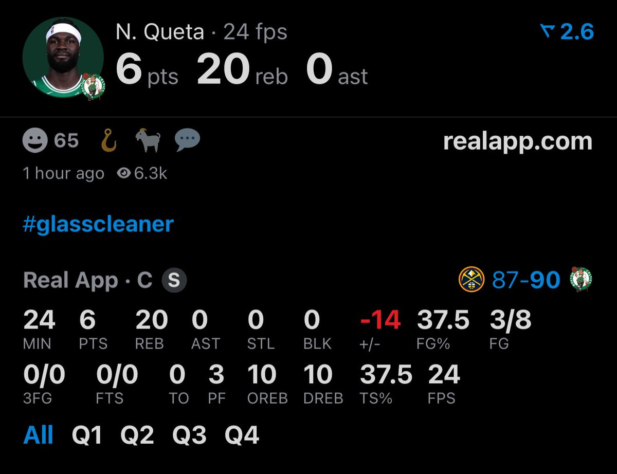 Neemias Queta is up to 20 rebounds 😳