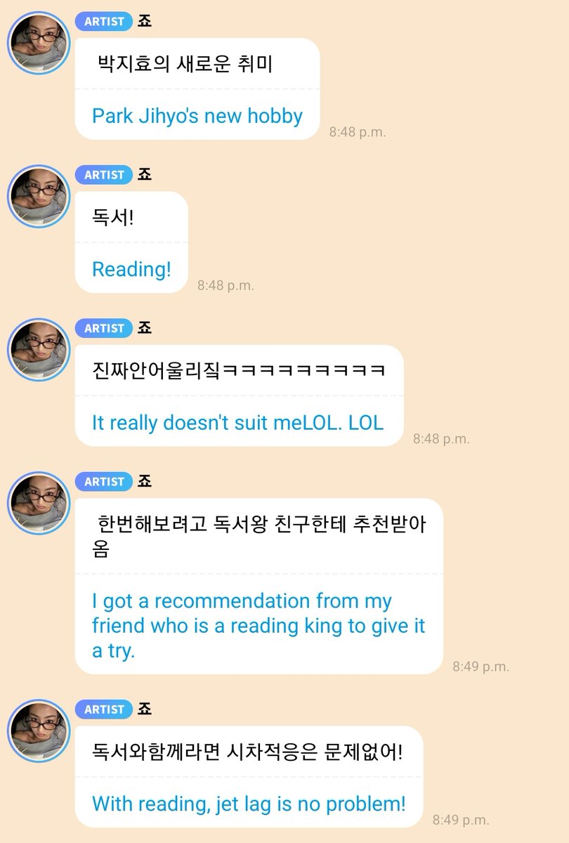 godmitzu's tweet image. Jihyo's new hobby: reading, but she said it doesn't suit her 😭