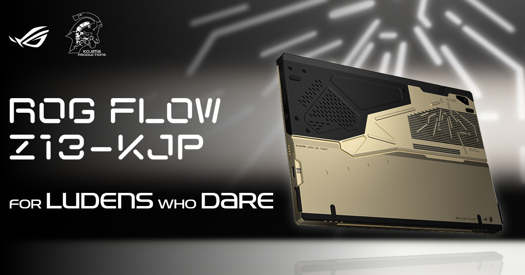 ASUS_ROG's tweet photo. Introducing the ROG Flow Z13-KJP. 

A machine designed with powerful performance and the spirit of Ludens, created through a collaboration with KOJIMA PRODUCTIONS.

Learn more: https://t.co/LfX4wlAhvw
 
#ForLudensWhoDare #DareToInnovate #ROGCES2026
©KOJIMA PRODUCTIONS Co., Ltd. https://t.co/JKp9VWgIJt