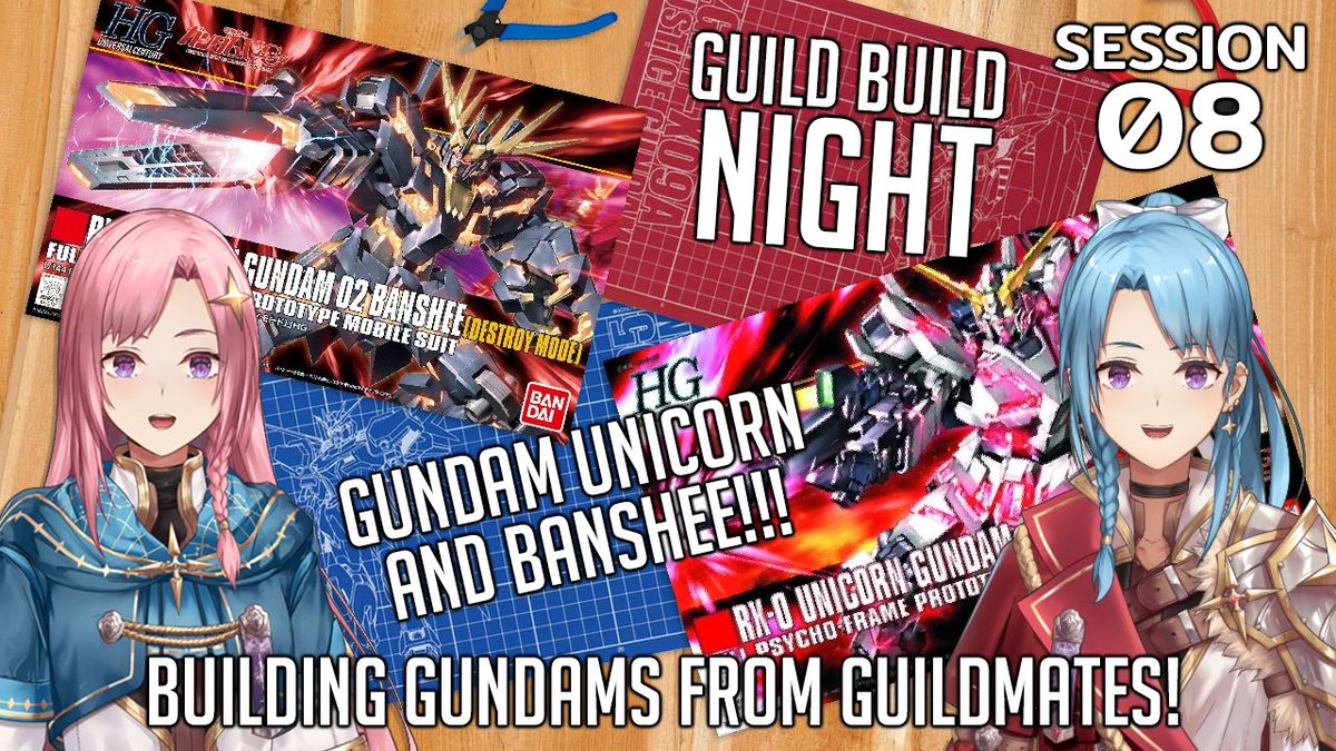 duoleveling's tweet photo. Let's build some #gunpla together! We're building the Banshee and Unicorn gifted to us by a generous guildmate! Tag your creative project with #guildbuilds ! Join us at the link below! π€ https://t.co/QkBXlhnNxF