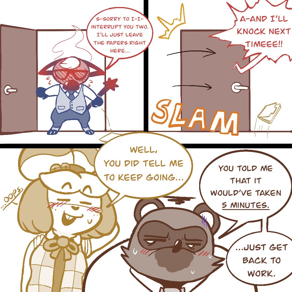 friedPeeP's tweet image. Tom Nook gets the (Isa) Belle-shots