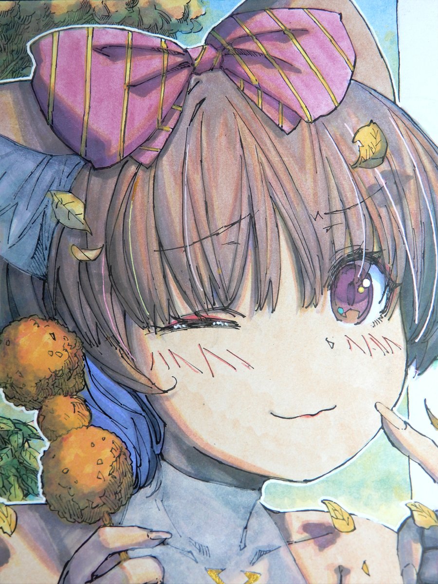 ハチゴ　あやみ先生　複製原画 水彩2417：シノっちと肉団子】風邪をひかないように体力をつけよう