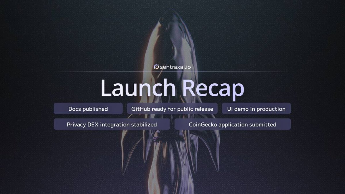 SentraxProject's tweet image. LAUNCH RECAP🕑

The network has entered its initial activation phase. Core components are now coming online, and the foundation required for public-facing releases is firmly in place.

• Documentation finalized and published
• GitHub repository prepared for public release
• UI…