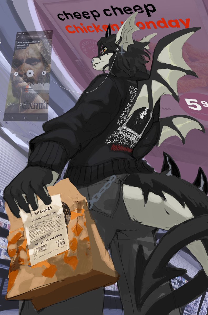 PelziDragon's tweet image. My fursona at safeway.