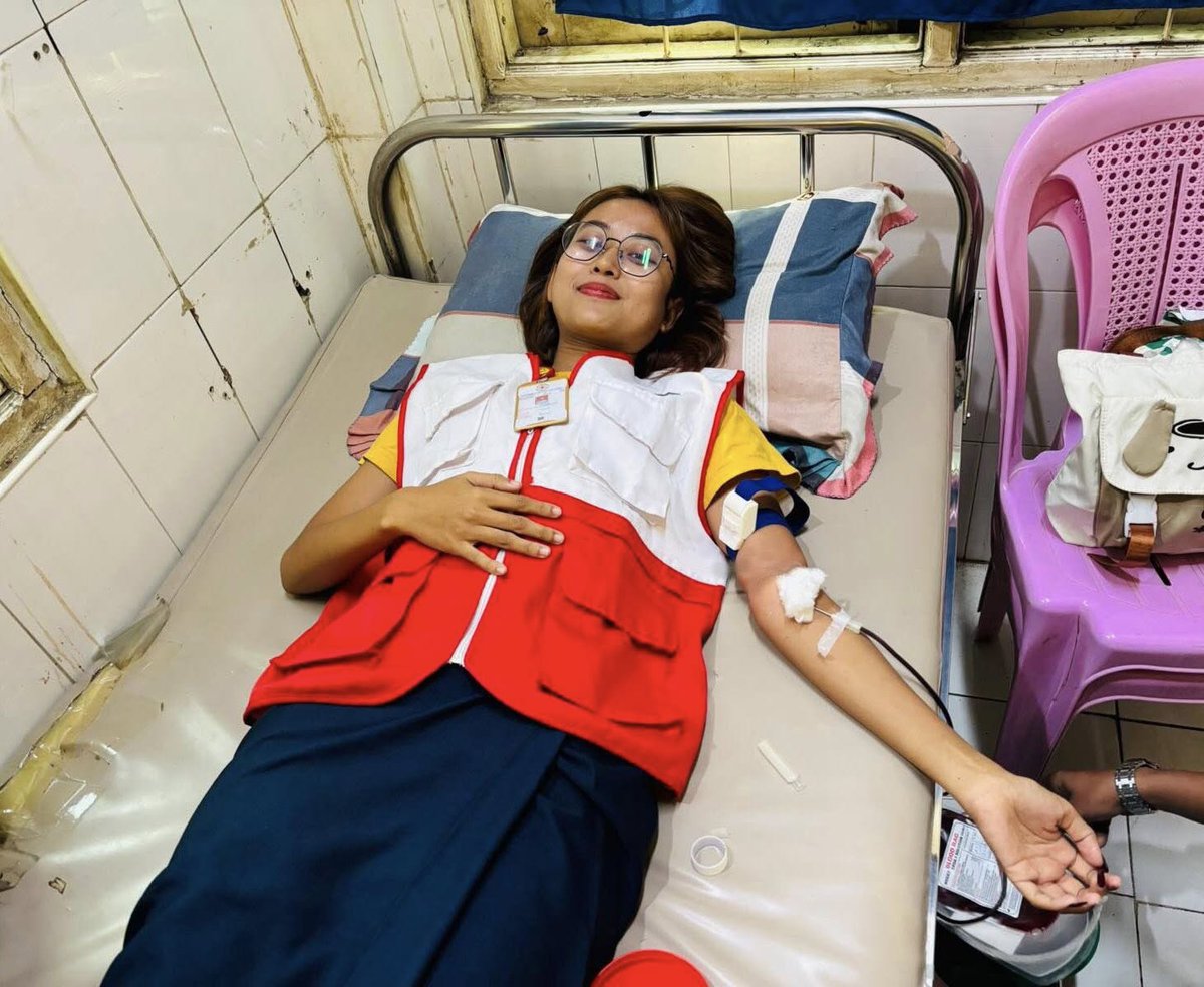 MyanmarRedCross's tweet photo. On Jan 3, 2026, three #RedCross volunteers from #Sagaing Township donated A+ blood to a patient in urgent need at Sagaing City Public Hospitalโsaving lives and showing the power of community solidarity. โค๏ธ๐ฉธ #MRCS #BloodDonation https://t.co/bsZMg4lKXR