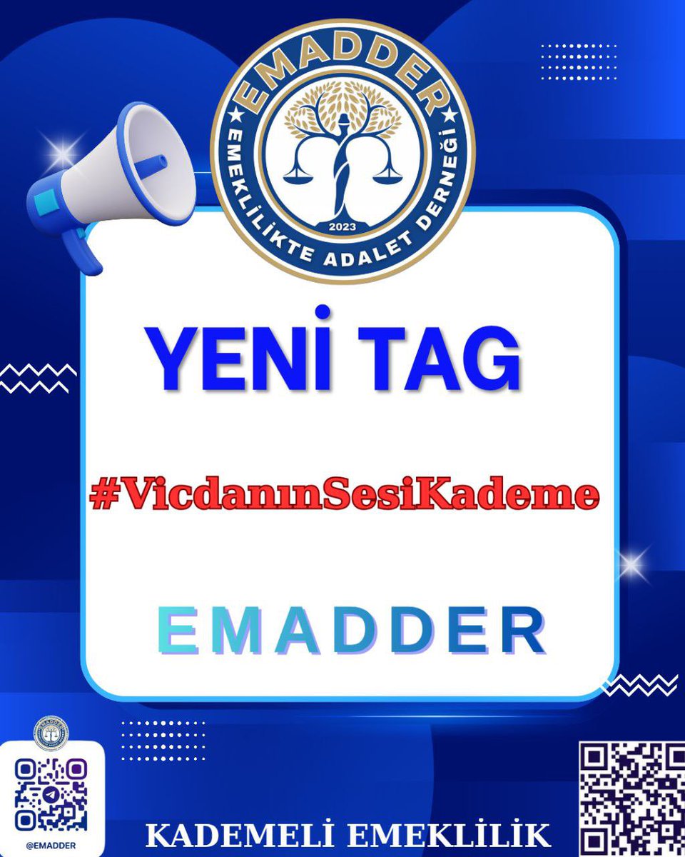📣📣 TAG DUYURUSU 📣📣
👇👇👇👇👇👇
#VicdanınSesiKademe

<a href="/chpatakanunver/">İsmail Atakan Ünver</a>
<a href="/jsarieroglu/">Jülide Sarıeroğlu 🇹🇷</a>
<a href="/avabdullahguler/">Abdullah Güler</a>
<a href="/hasandogan/">Hasan Doğan</a>

Vicdan, adaletin pusulasıdır.
O pusula şaştığında yalnız emekçi değil, toplum kaybeder.
Yıllarca prim ödeyen, emeğini alın teriyle veren insanları
bir günle, bir