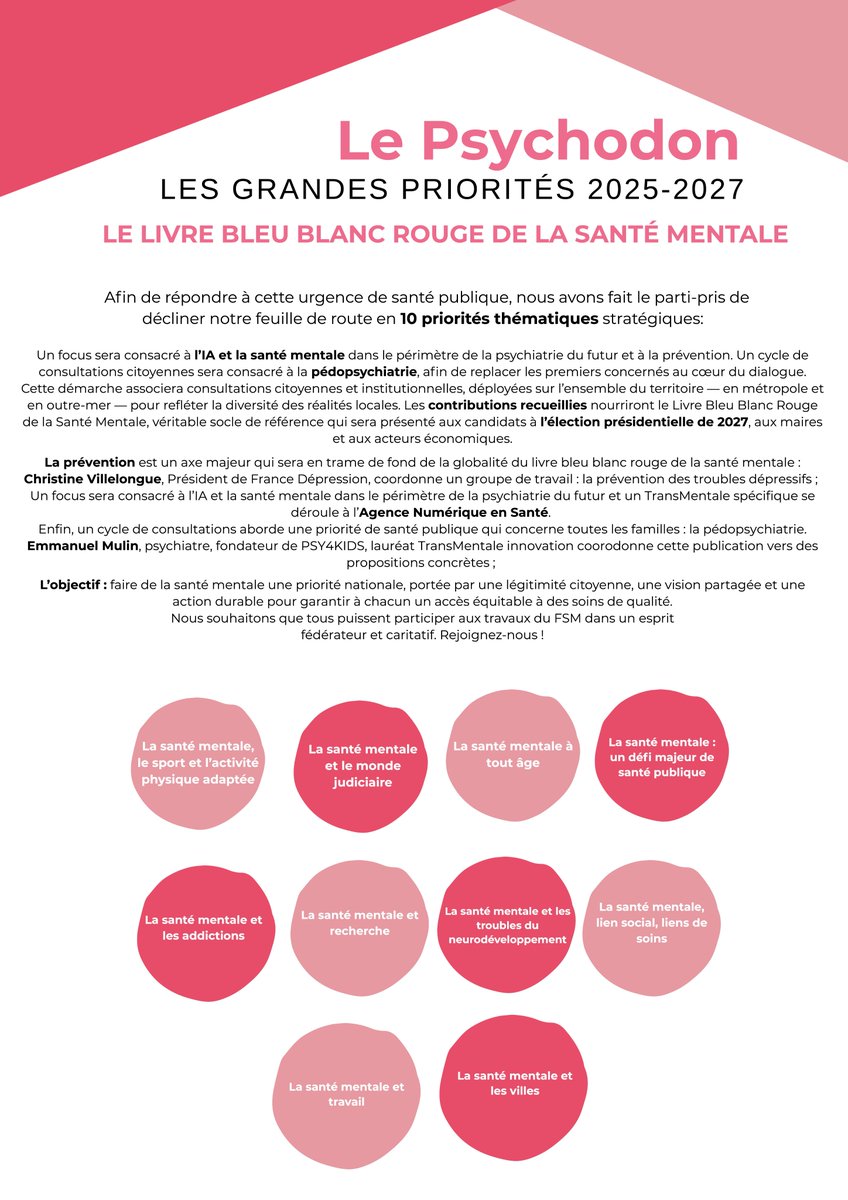Quel plaisir et quel honneur de participer au Forum de la Santé Mentale, et au livre Bleu Blanc Rouge de la Santé Mentale 🤗