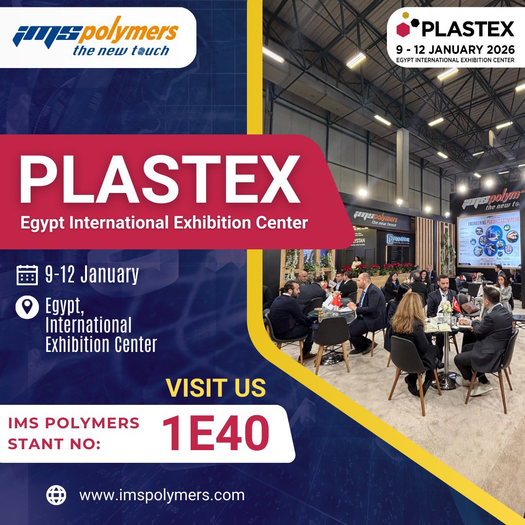 IMS Booth No.: 1E40
🗓️ January 9–12, 2026
📍 Cairo, Egypt

As IMS Polymers, we are excited to showcase our innovative and forward-looking products at the exhibition taking place in Egypt from January 9 to 12, 2026.

#exhibition #egypt #IMSPolymers