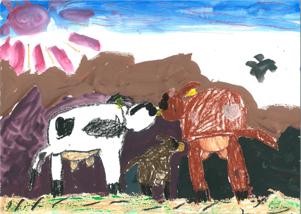 ja_greenradar's tweet photo. 「くらしと牛乳、牛さんありがとう絵のコンクール」を開催しました🐮
多くの皆さまにご応募いただき、ありがとうございました。
牛の立派な姿や表情が様々な表現で生き生きと描かれています！✨
入賞作品は、全農長野ホームページにも掲載しています。ぜひご覧ください。 https://t.co/iYLQw2Dxir