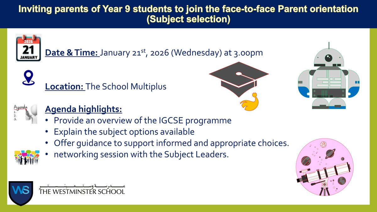 official_TWS's tweet photo. Year 9 – Parent Orientation for subject selection – January 21st 2026 @ 3.00pm https://t.co/pu0TSiYDbd