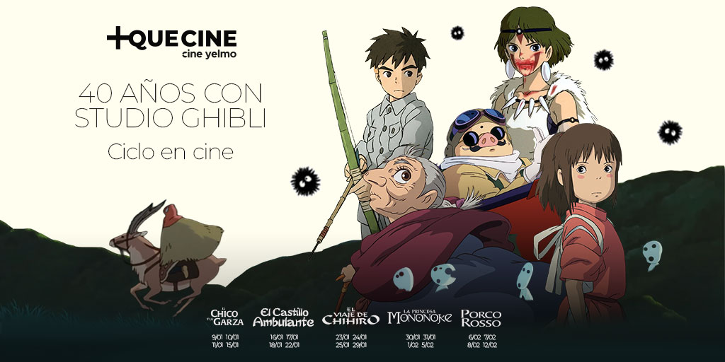 Mañana da inicio en los <a href="/CineYelmo/">Cine Yelmo</a> un ciclo del Studio Ghibli: El chico y la garza, El castillo ambulante, El viaje de Chihiro, La princesa Mononoke y Porco Rosso. 

Las películas se proyectarán en VOSE. yelmocines.es/mas-que-cine