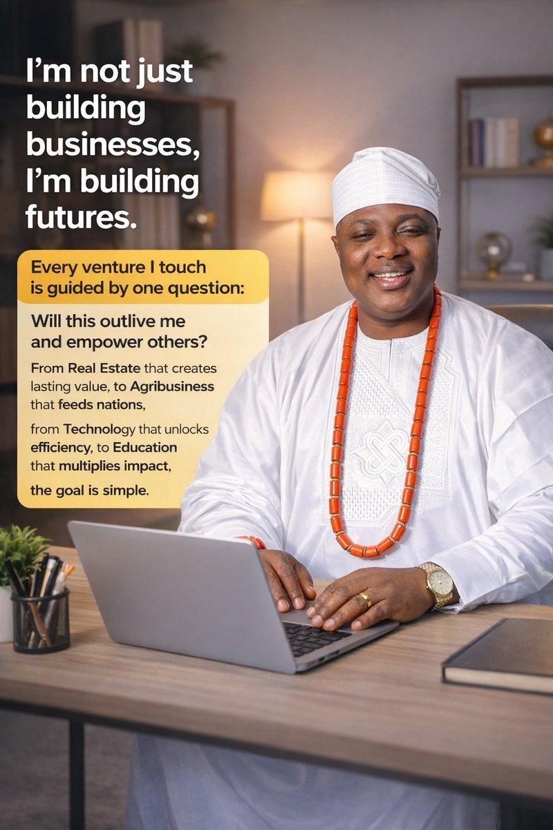 Sustainable ventures that empower communities and shape the future.

#SustainableVentures #PurposeDrivenBusiness #CommunityEmpowerment #FutureBuilders #Agribusiness #RealEstateDevelopment #EdTech #TechForGood #LeadershipMindset #ImpactOverIncome