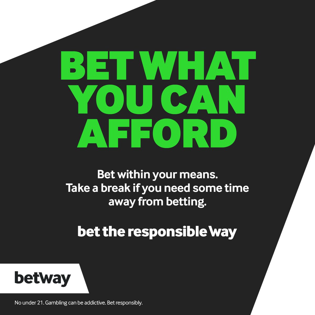 Keep your midweek gaming under control: set a budget and stick to it.

#betway #bettheresponsibleway