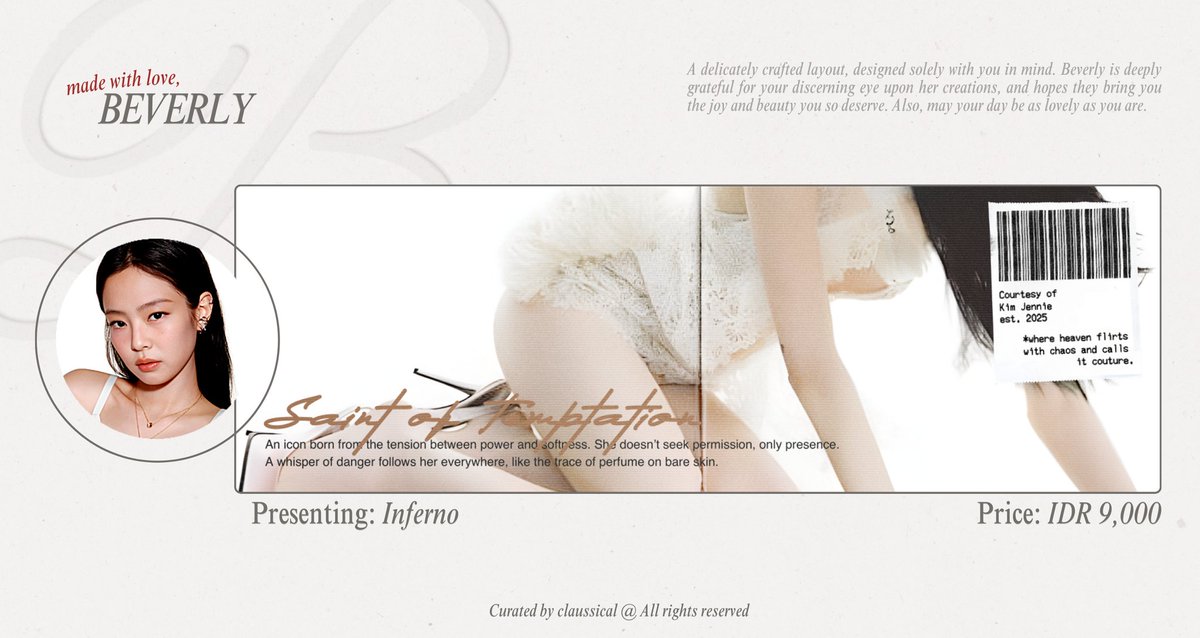 claussical's tweet image. A little RT would mean the world, thank you loves. #zonauang

I have 4 ready stock layout featuring Kim Jennie, chic and bold in Inferno, dreamy and angelic in Moonbeams. ☁️✨