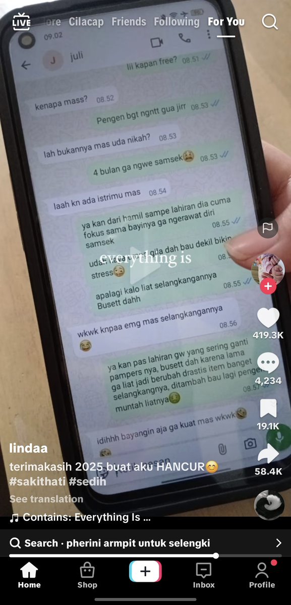 webfluidrex's tweet image. Nemu di tiktok, gini amat ya pihak si suami kalo sange sampe selingkuh gitu + chatnya boombayahhh lagi