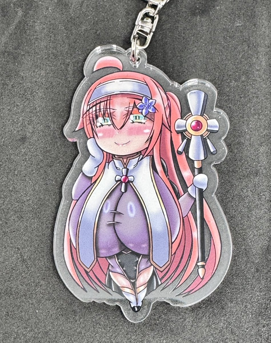 今回の冬コミで出した異世界桔梗お姉ちゃんママのアクキー…かわいい。
杏奈ちゃんズと併せて冒険者パーティが揃いました。近中遠と回復役もいてバランスが良い…。
そしてもう八種もアクキー作っていたのか…流石にコンプしてるのは俺しかおらんだろうが…。 