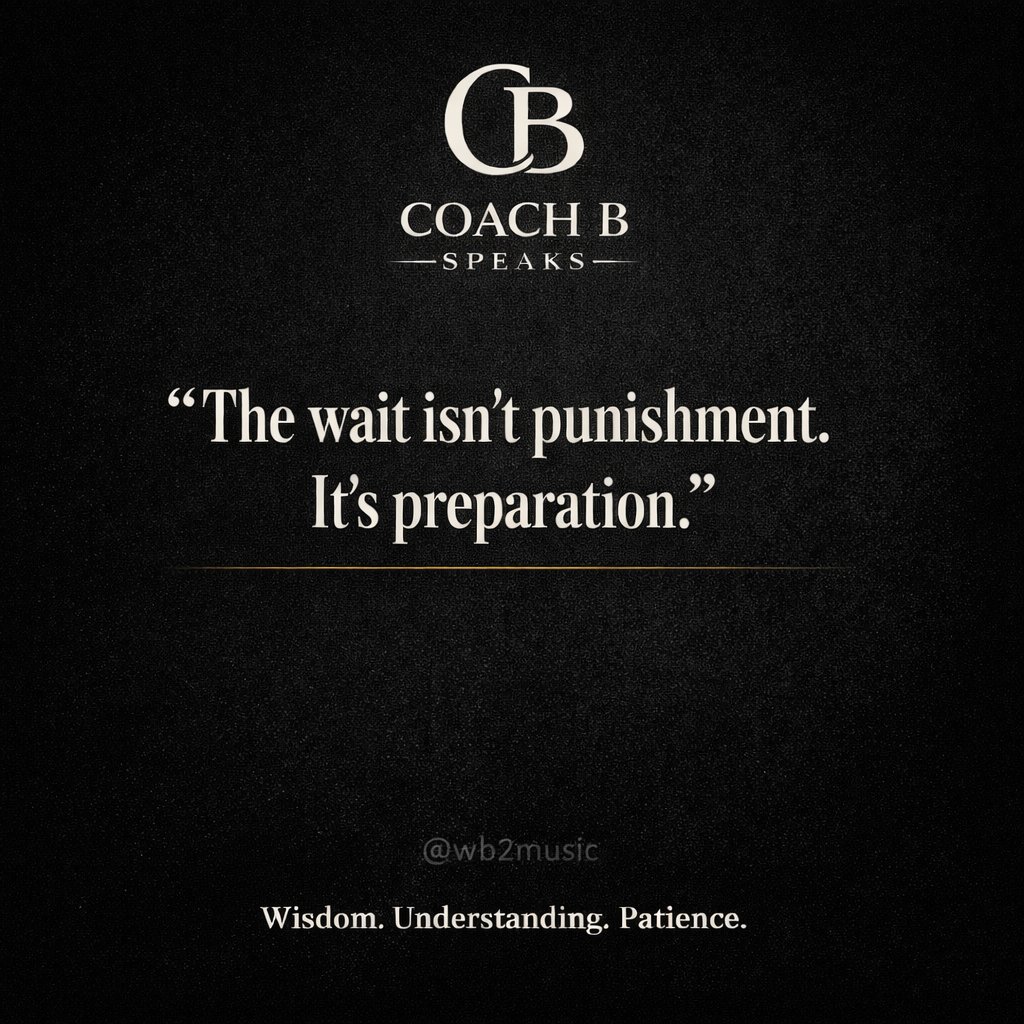 WB2Music's tweet photo. 𝗪𝗶𝘀𝗱𝗼𝗺. 𝗨𝗻𝗱𝗲𝗿𝘀𝘁𝗮𝗻𝗱𝗶𝗻𝗴. 𝗣𝗮𝘁𝗶𝗲𝗻𝗰𝗲.

Wisdom tells you what to do.
Understanding teaches you why it matters.
Patience gives you the discipline to wait until it’s time to move.

The wait isn’t punishment.
It’s preparation.

#CoachBSpeaks https://t.co/4tFXBTt8wu