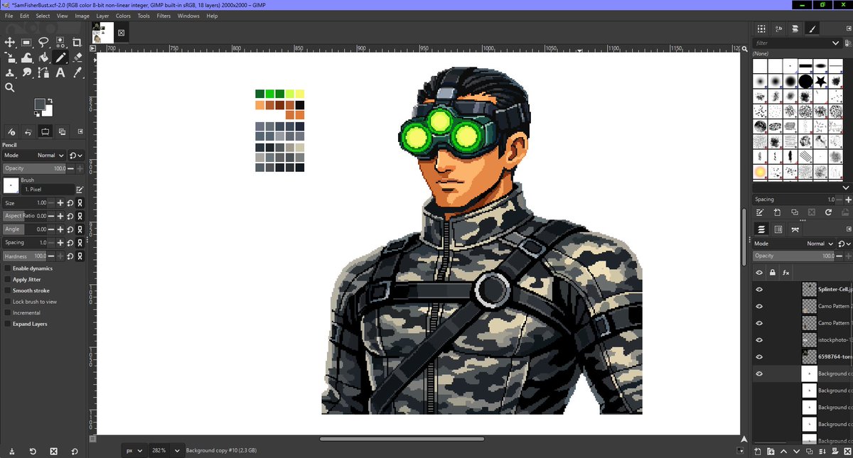 KeeperNovaIce's tweet image. My most recent Sam Fisher Art Piece is finished. Tacked on are the references I used for his bust and camo. 🐌

#SplinterCell