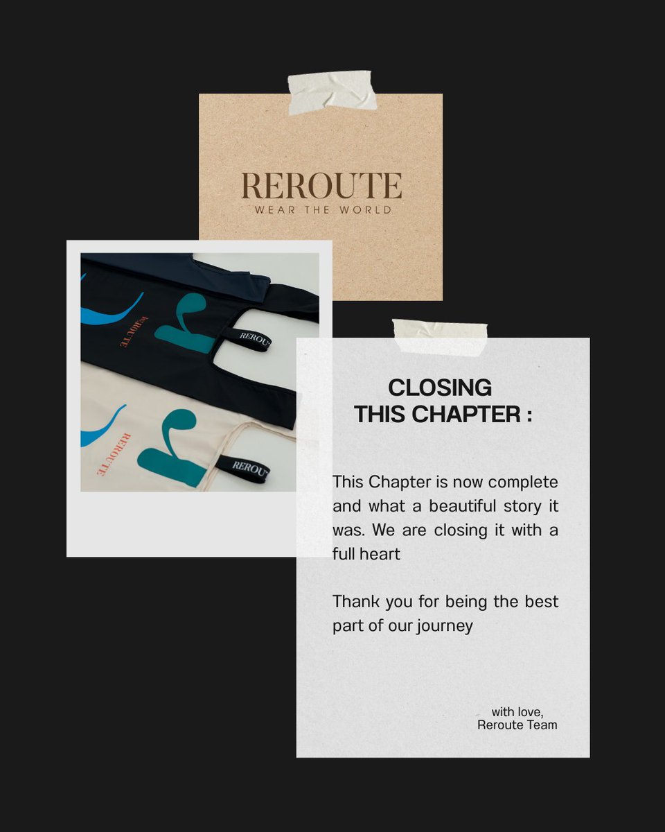 We are officially signing off💚
Thank you for the magic, the memories, and the love. Forever grateful.

With love,
Reroute Team

#Reroute
#WearTheWolrd
#Rerouteofficial
#EcoreviveHarmony