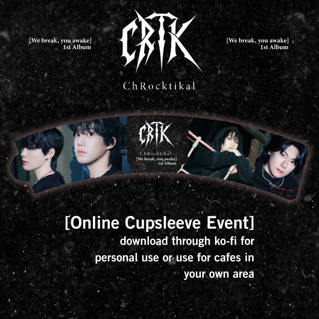 ☆ celebrate the debut of upcoming k-rock band chrocktikal with this cupsleeve event to celebrate their first album coming on janurary 15th!! 
#chrocktikal #siyeon #junyoung #wonseok #gwanwoo #시연 #crtk 

 ko-fi.com/s/5c87464f05