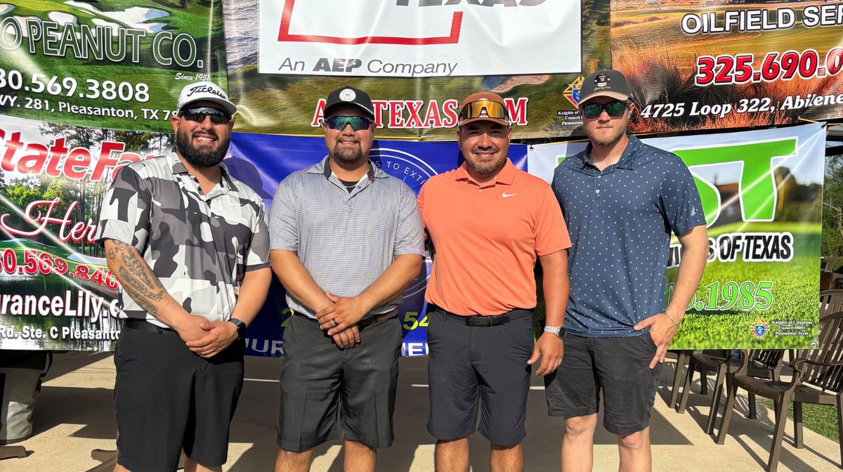 AEPTexas's tweet image. Employees from the Pleasanton and Pearsall areas participated in Knights of Columbus golf tournaments in Pleasanton and Devine, with AEP Texas contributing $2,200 to support community initiatives. Full story: ms.spr.ly/6018tF1Ys

#WeAreAEPTexas #Community #KnightsofColumbus