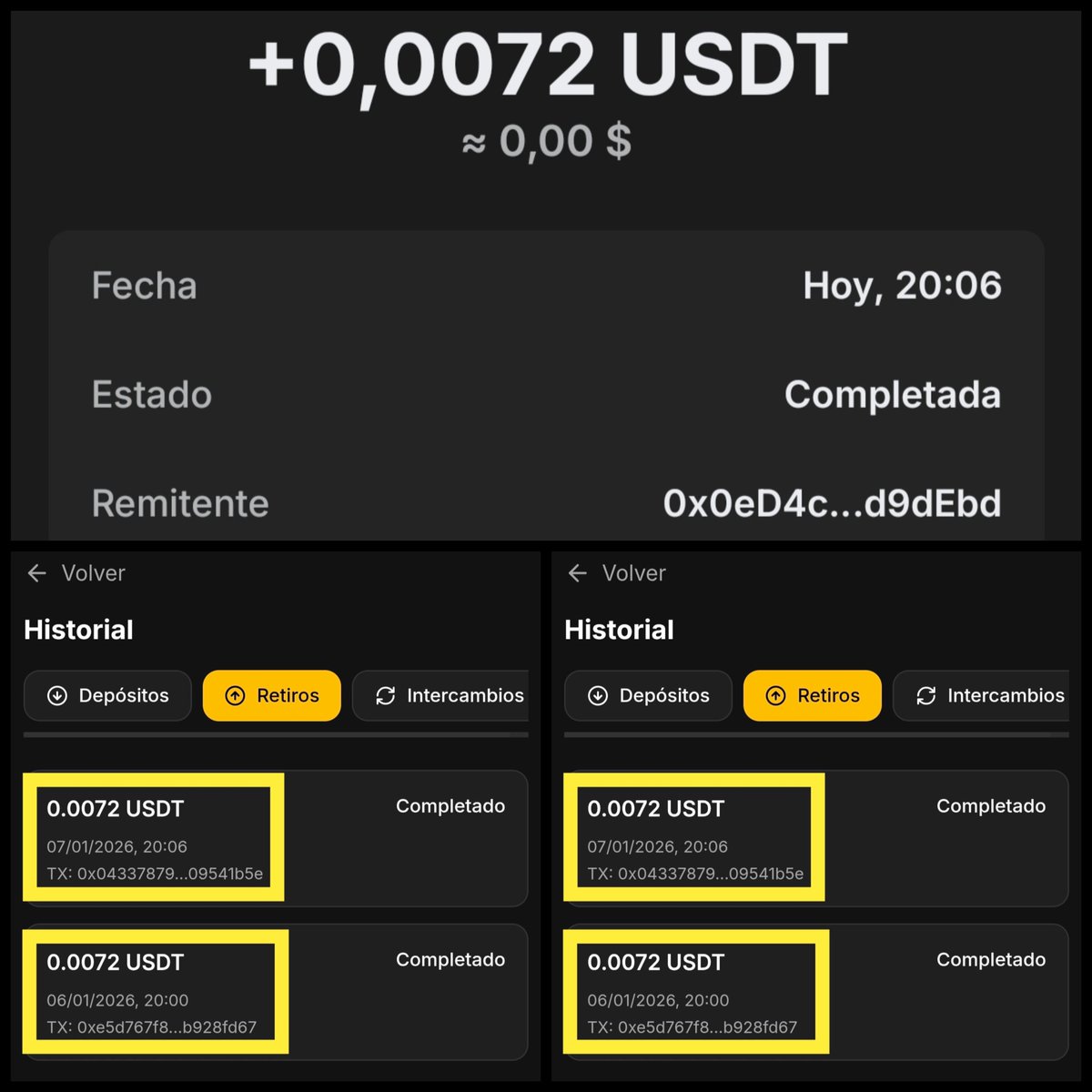 🤖BOT USDT-BEP20 PAGANDO GRATIS Y CON INVERSIÓN🤖
2️⃣RETIRO ÉXITOSO✅✅
t.me/novax02_bot?st…
🎁BONO DE REGISTRO 100 GPU GRATIS🎁
🕹️MÍNIMO DE RETIRO: 0.005 USDT-BEP20
#Colombia #Criptomonedas #criptomoneda  #usdt  #BSC #bep20 #FelizJueves 👍🏻🤠