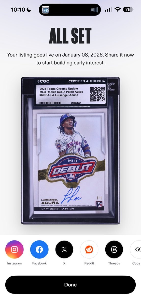 Excited to see what this bad boy does on the Fanatics Collect Premier auction for January! Can’t thank <a href="/DougLife57/">Doug Brenner</a> enough for his help! @fanatics <a href="/Topps/">Topps</a> <a href="/Mets/">New York Mets</a> 

fanaticscollect.com/premier-auctio…