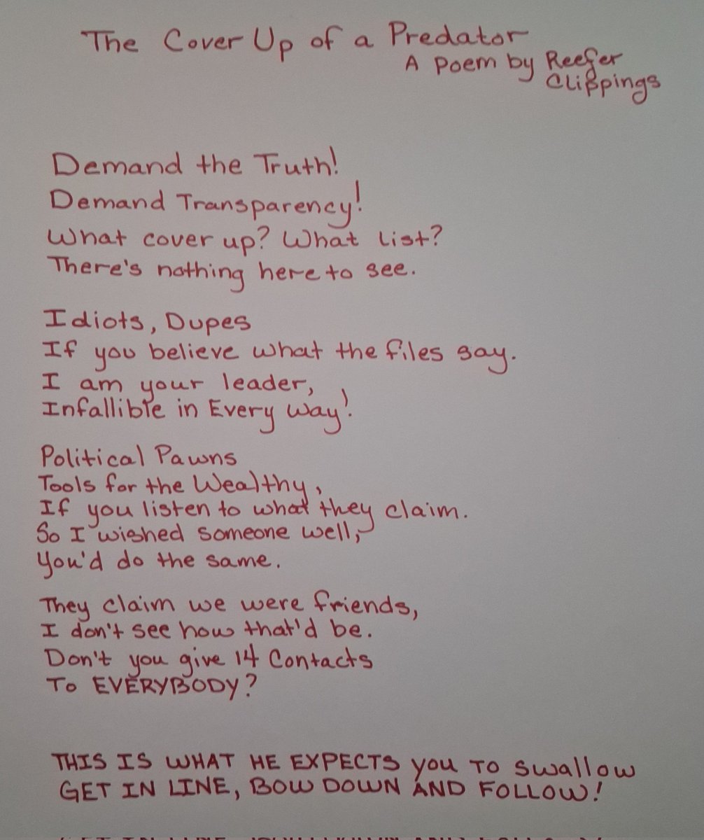 ReeferClippings's tweet photo. The most of my #politicalProtestPoetry #protestpoetry #poetry #writing #PoliticalNews from the last 2 years. #Trump is a disaster and I will voice that loudly and often. Follow me for that and weed stuff. Also #fuckTrump #nokings #Iran #Venezuela #TrumpIsUnfitForOffice 4/4 https://t.co/EoKFN6MSum